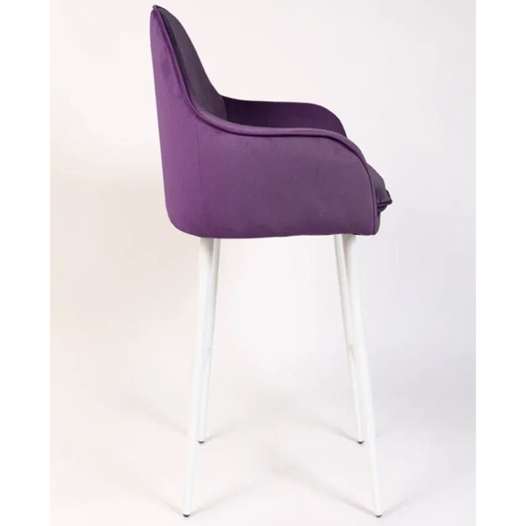 Кресло Сета, барные ножки, фиолетовый, белый, велюр - фото 7