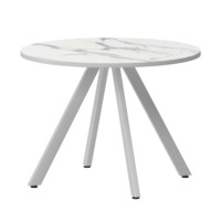 Настоящее фото товара Стол нераздвижной Лаки мини 900мм, мрамор белый, белый муар, произведённого компанией ChiedoCover