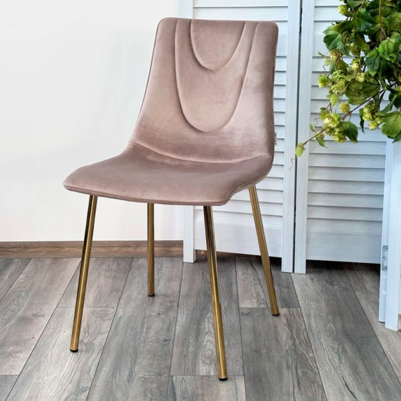 Стул Elli бежевый, велюр, золотой каркас Стул Elli бежевый, велюр, золотой каркас - фото 3