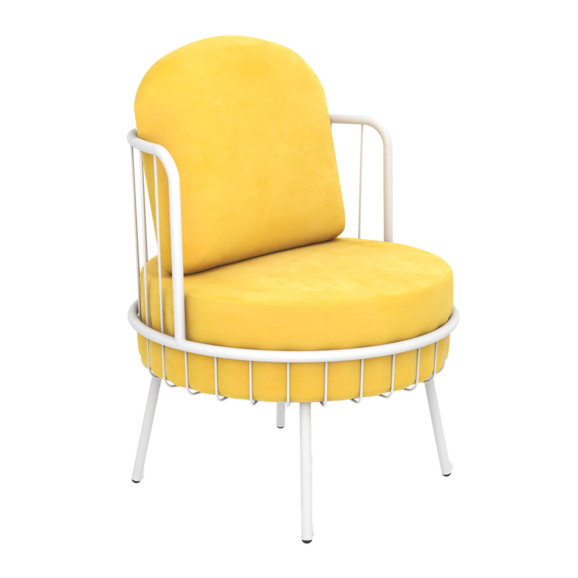 Кресло Rose, желтый, белый муар - фото 1