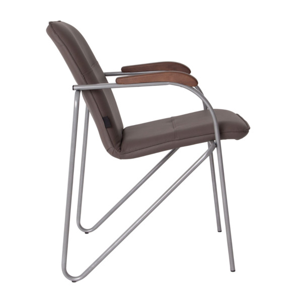 Стул Самба, кожзам Гэлакси Стоун, каркас серебро, подлокотники бук, морилка старинный орех - фото 8