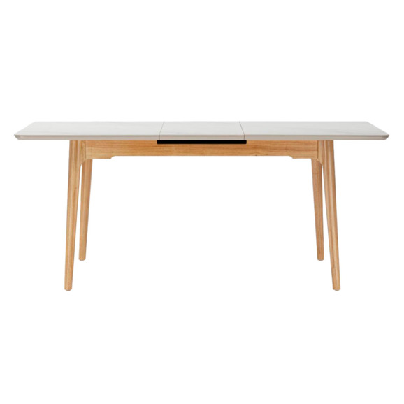 Стол Halmar 140(180)x80 белый спеченный камень / светлое дерево - фото 3