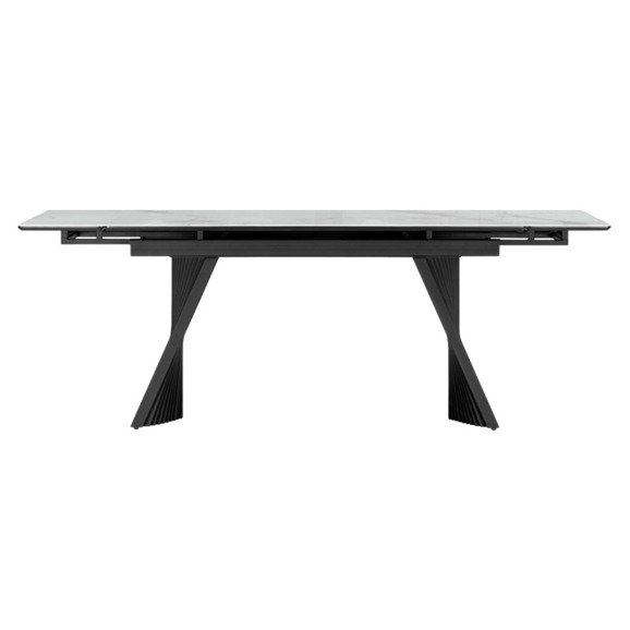 Стеклянный стол Вейв 140(200)х80 кристл белый мрамор / черный - фото 4