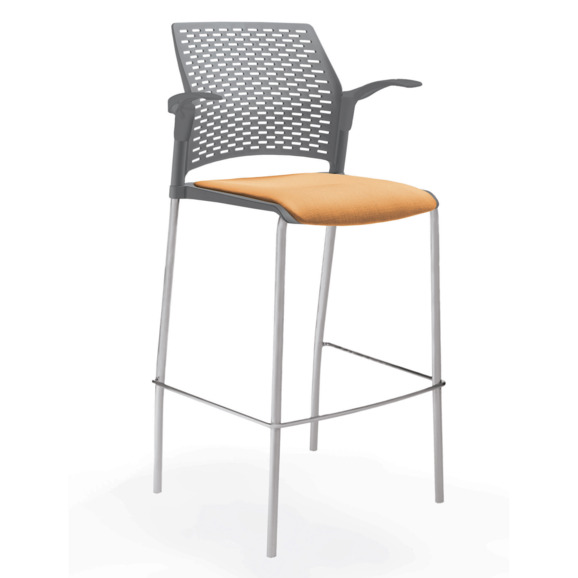 Стул Ревайнд барный с мягким сиденьем и подлокотниками, серый - фото 4