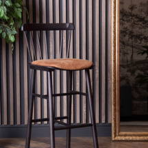 Фотография товара Стул барный Такер со встроенной подушкой, замша Belgium 7003, морилка черная от компании ChiedoCover.