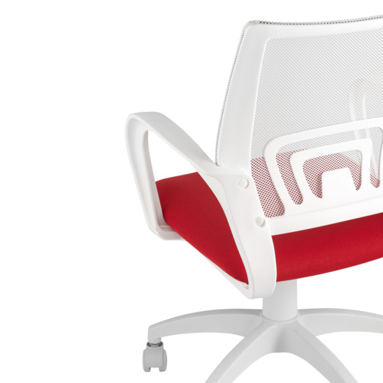 Кресло офисное TopChairs ST-BASIC-W красный, белая спинка - фото 7