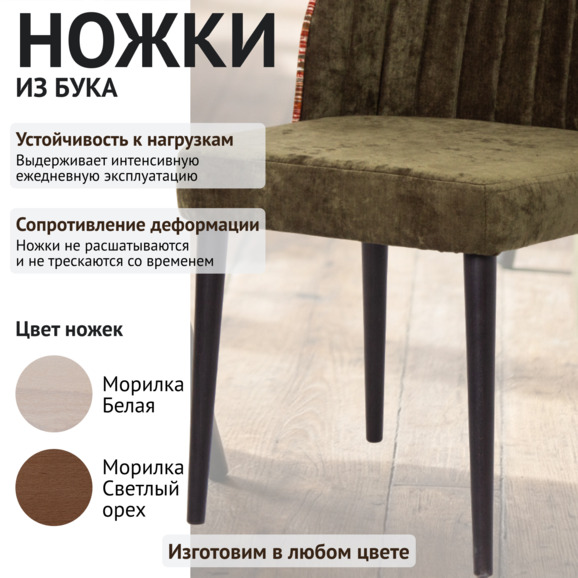 Стул Тони, задняя спинка и кант шенилл Ontario band jaffa orange, сидение шенилл Niagara green - фото 4