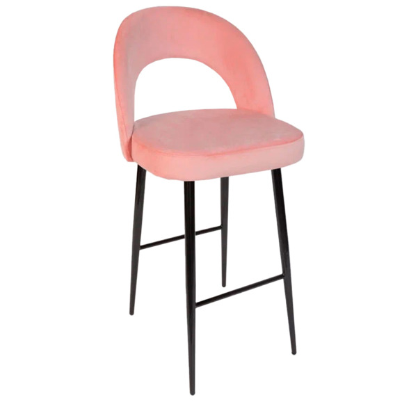 Стул Пиннате, барный, пудровый, черный, велюр - фото 1