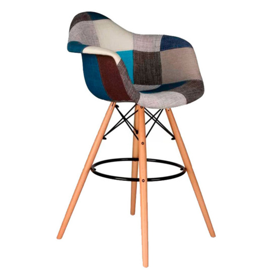  Кресло Eames DAW Барное Patchwork Blue - фото 1