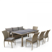 Настоящее фото товара Комплект мебели Аврора, 8 посадочных мест, светло-коричневый, произведённого компанией ChiedoCover