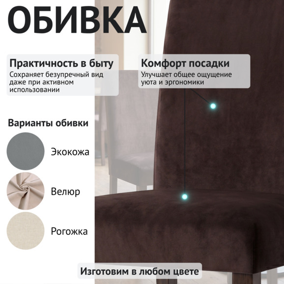 Стул Гаага, велюр Эвита 7, ножки бук морилка венге - фото 3