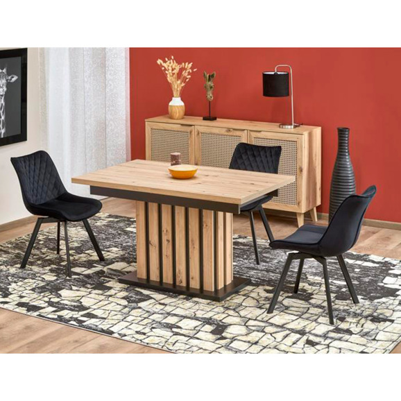 Стол обеденный Virtue, раскладной, дуб артизан, черный Стол обеденный Virtue, раскладной, дуб артизан, черный - фото 8