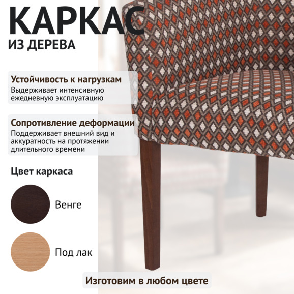 Кресло Самбука, жаккард Скандинавия Темпл 8, ножки бук, морилка старинный орех - фото 4