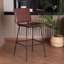 Стул барный Don, натуральная кожа, каркас черный муар 9005