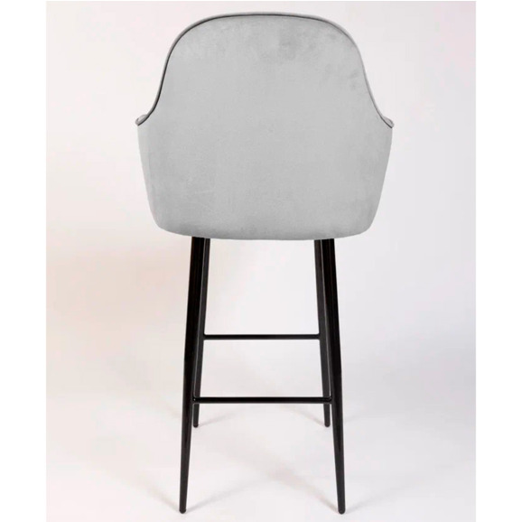 Кресло Сета, барные ножки, светло-серый, черный, велюр - фото 6