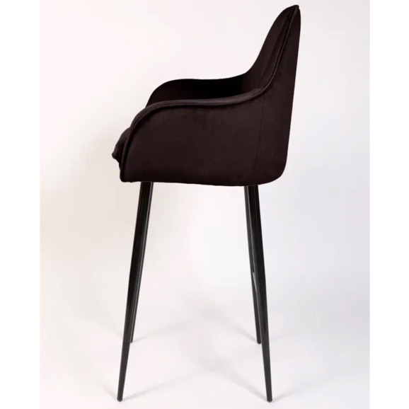 Кресло Сета, барные ножки, коричневый, черный, велюр - фото 4