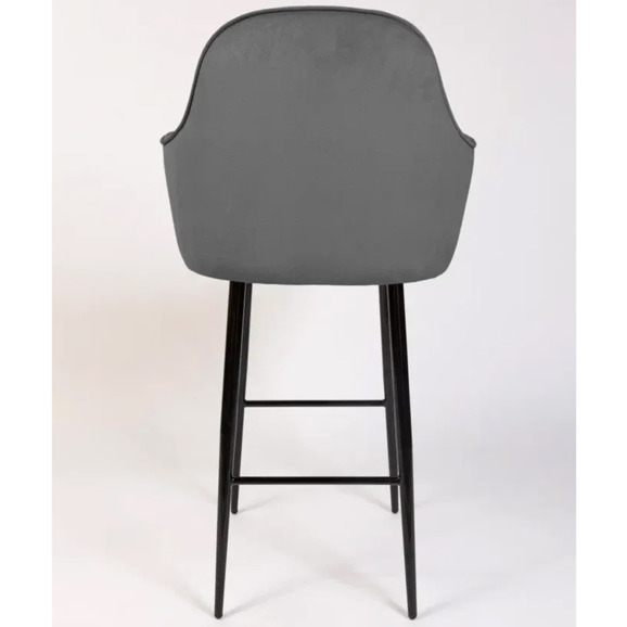 Кресло Сета, барные ножки, серый, черный, велюр - фото 6