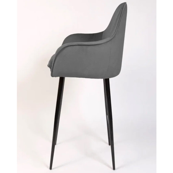 Кресло Сета, барные ножки, серый, черный, велюр - фото 4