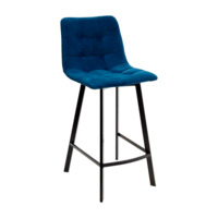 Настоящее фото товара Полубарный стул мягкий Chilli Q Square, синий велюр/ черный каркас , произведённого компанией ChiedoCover
