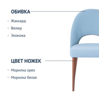 Фотография товара Стул Маллин, велюр небесно-голубой, ножки бук от компании ChiedoCover.