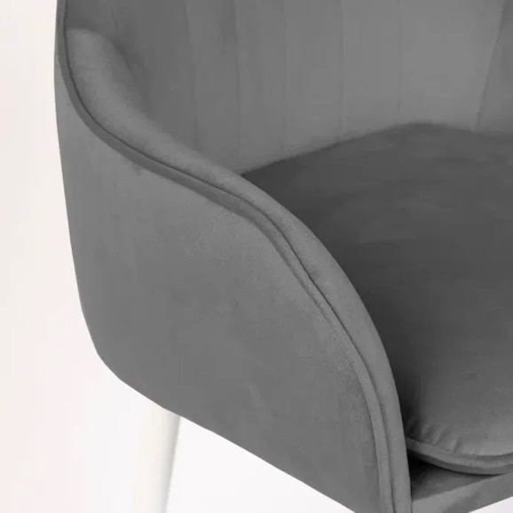 Кресло Сета, барные ножки, серый, белый, велюр - фото 9