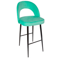 Настоящее фото товара Стул Пиннате, барный, светло-мятный, черный, велюр, произведённого компанией ChiedoCover