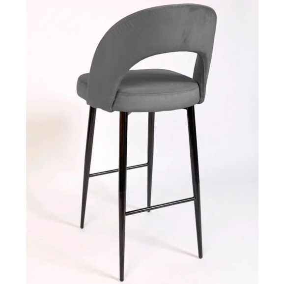 Стул Пиннате, барный, серый, черный, велюр - фото 5