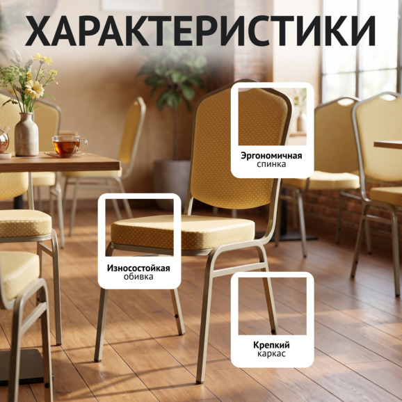 Стул Хит 20мм, жаккард корона бежевая, каркас шампань Стул Хит 20мм, жаккард корона бежевая, каркас шампань - фото 2