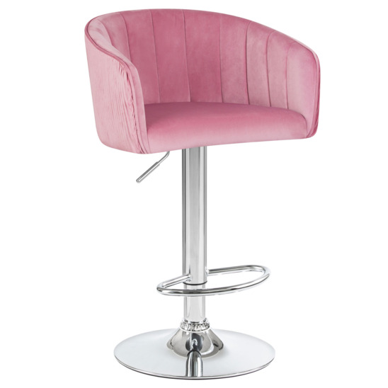 Барный стул САРАГОСА, велюр розовый - фото 1