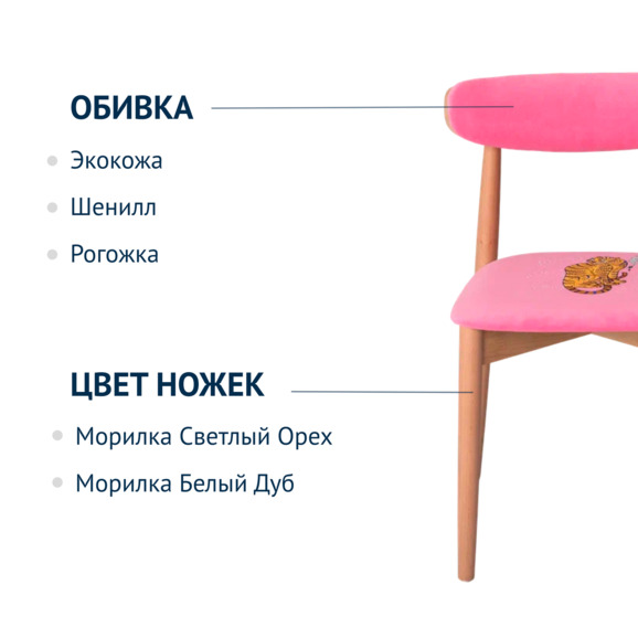Стул Роквелл, вышивка леопард, велюр TEDDY 833, ножки бук, лак - фото 6