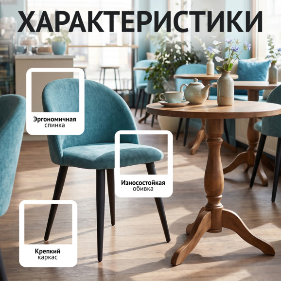 Стул Солар, голубой шенилл - фото 2