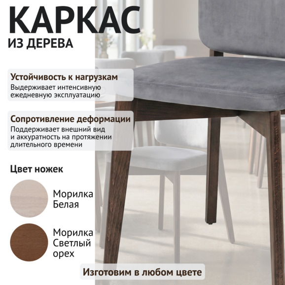 Стул Сафир, велюр Вэлла 32, ножки бук морилка венге - фото 4