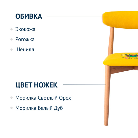 Cтул Роквелл вышивка скарабей, велюр TEDDY 628, ножки бук - фото 6