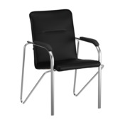 Фотография товара Стул Самба, экокожа Black, каркас хром, подлокотники бук, морилка черная от компании ChiedoCover.