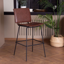 Фотография товара Стул барный Don, натуральная кожа, каркас черный муар 9005 от компании ChiedoCover.