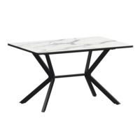 Настоящее фото товара Стол нераздвижной Сири 1200 Р20, мрамор белый, чрный муар, произведённого компанией ChiedoCover