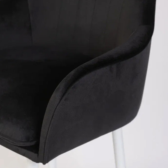 Кресло Сета, барные ножки, черный, белый, велюр - фото 10