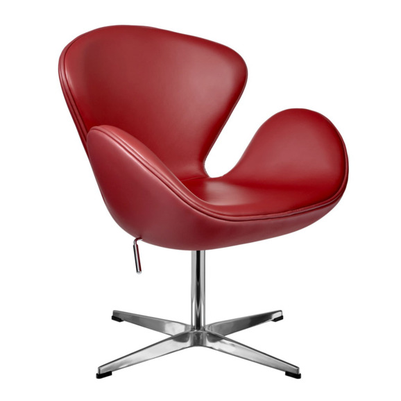 Кресло Swan Chair красный, натуральная кожа - фото 1