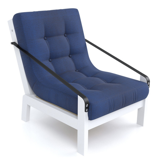 Кресло Кельвин белая эмаль, синее - фото 1