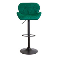 Барный стул BERLIN, зелёный велюр, черный