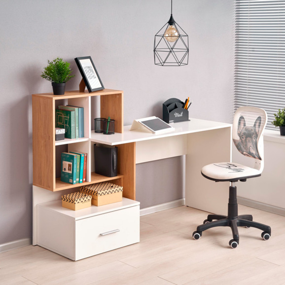 Стол письменный Bedrock, дуб золотой, белый - фото 6