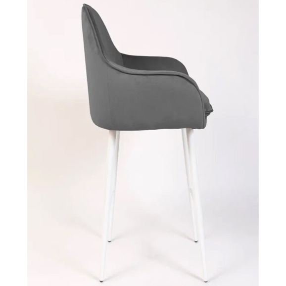 Кресло Сета, барные ножки, серый, белый, велюр - фото 7