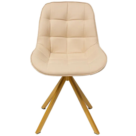 Стул Мускус, пирамида, кожа, бежевый, золотой - фото 2