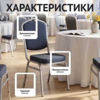 Фотография Стул Хит 20мм, алюминиевый каркас, серебро, синий жаккард Фотография товара Стул Хит 20мм, алюминиевый каркас, серебро, синий жаккард от компании ChiedoCover.