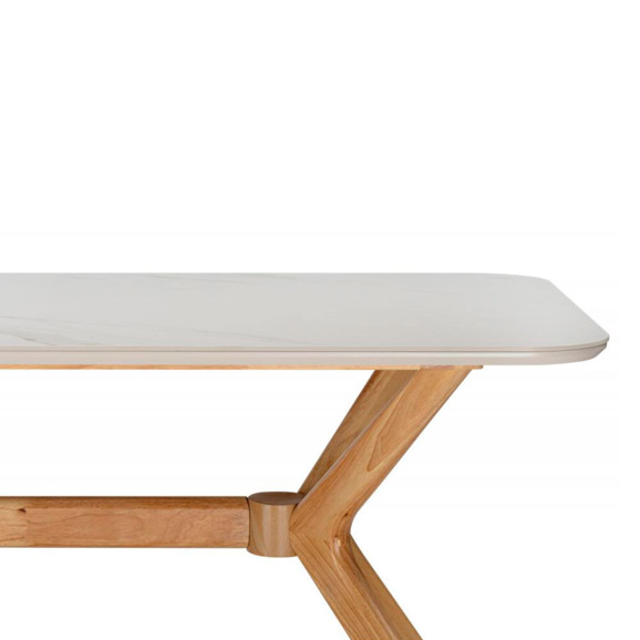 Стол Unika 180x80 белый спеченный камень / светлое дерево - фото 4