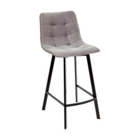 Настоящее фото товара Полубарный недорогой стул Chilli, светло-серый велюр/ черный каркас, произведённого компанией ChiedoCover