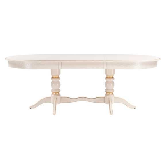 Деревянный стол Дейвер 160(220)х100х76 слоновая кость / золото - фото 5