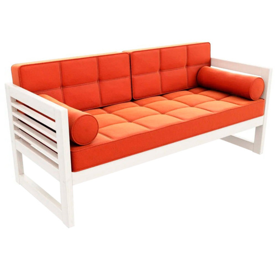Диван Сега б velvet, белый дуб, orange - фото 1