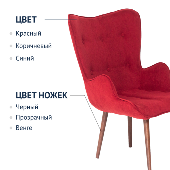 Кресло Friend, велюр бордо - фото 6