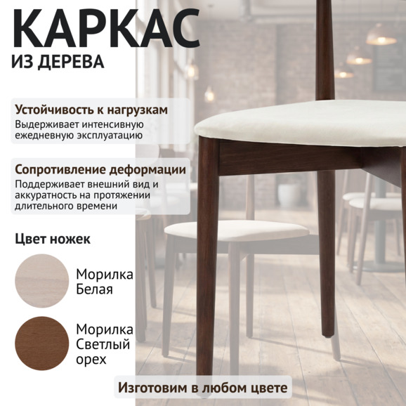 Стул Роквелл, Велюр Лофт 111, морилка старинный орех - фото 4